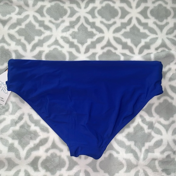 NWT WOMENS LARGE BIKINI BOTTOMS BLUE MID RISE - Picture 2 of 4